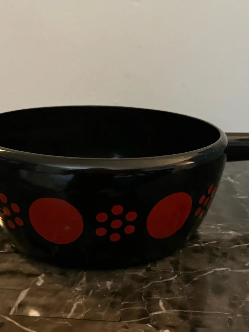 Vintage MCM Swiss Perk Polka Dot Enamel Sauce Pan